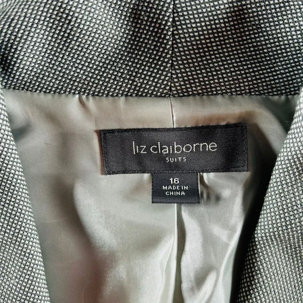 Liz Claiborne Suits Womens 16 Grey 3 Button Textured Blazer Professional Career